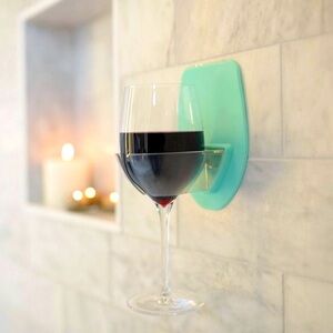 30 Watt Bath Wine Holder 🍷 Seafoam Green Silicone Wine Glass Shelf